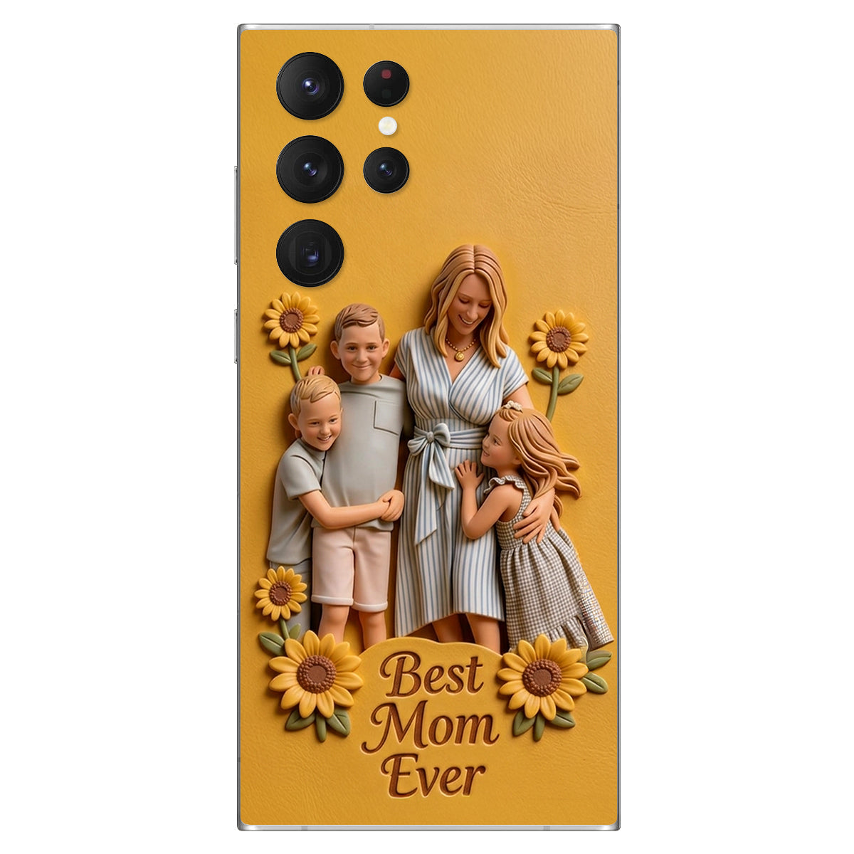 Best Mom Ever - Personalized Mother 3D Embossed Leather Phone Case