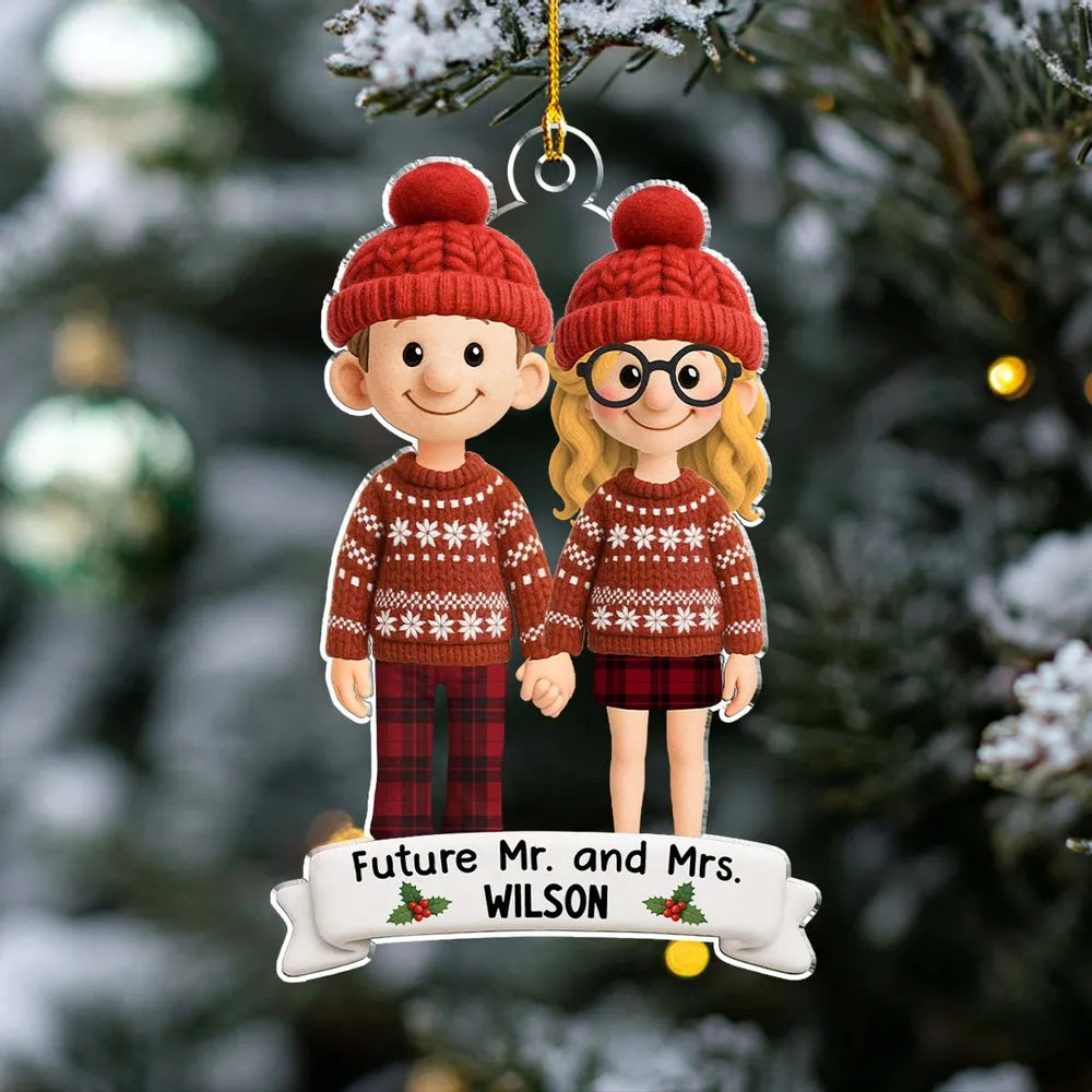 Christmas Acrylic Ornament with Couple Holding Hands, A Perfect Gift for Engagement Celebration
