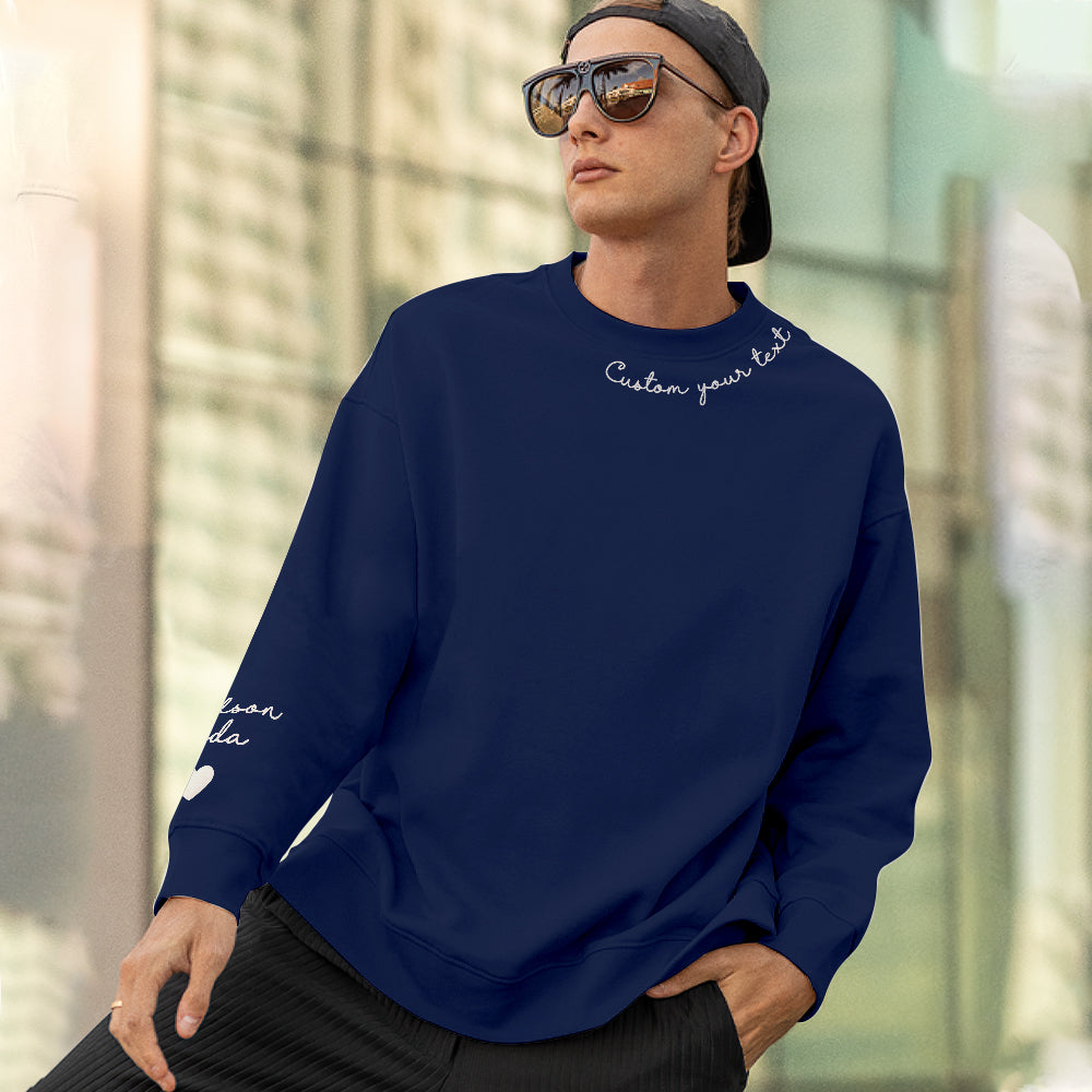 Custom Text Sweatshirt Personalized Names Round Neck - Personalized Family Sweatshirt