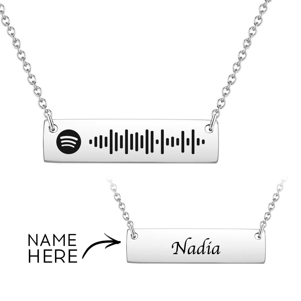 Personalized Bar Spotify Code Engraved Name Charm