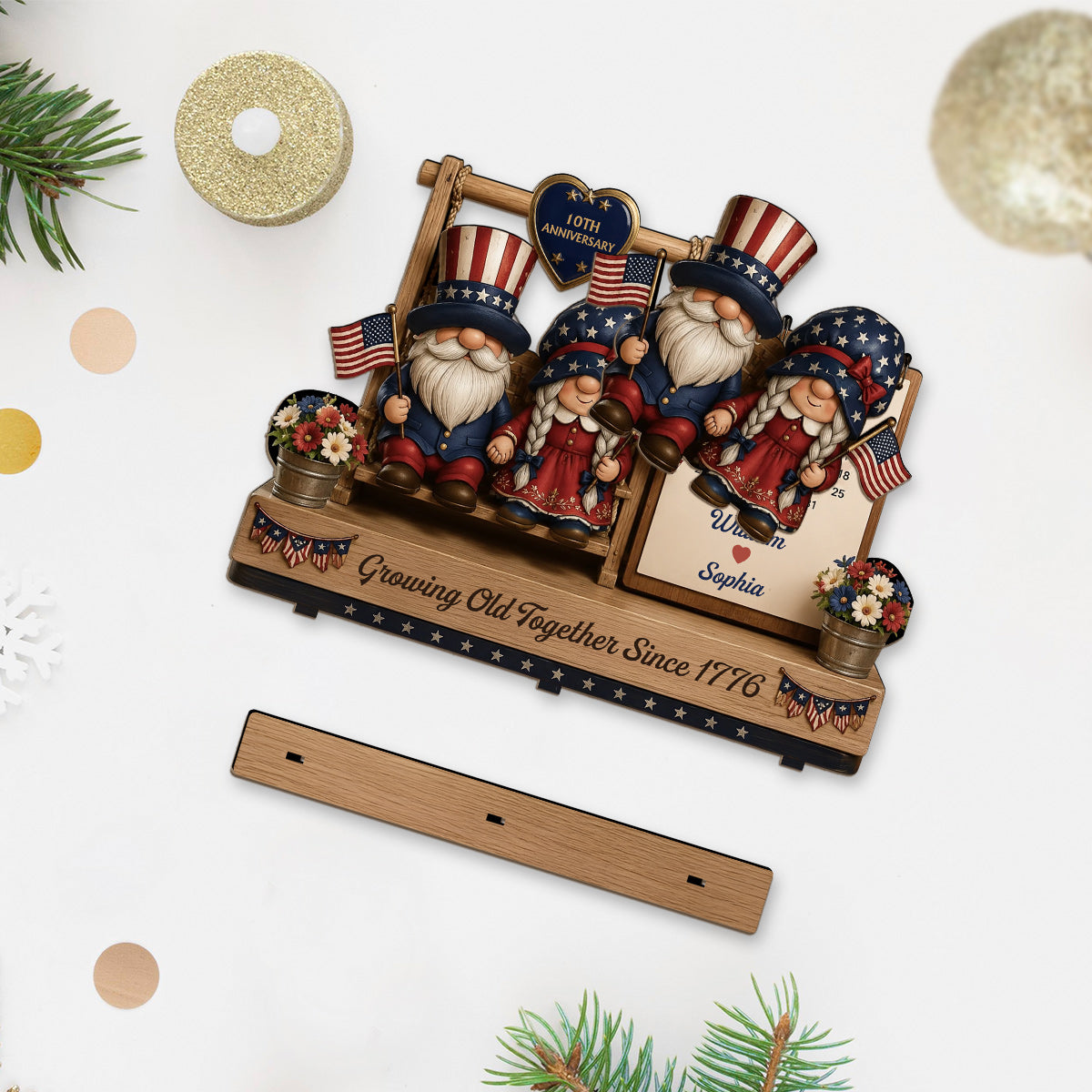 Growing Old Together - Personalized Couple 2 Layered Big Freestanding