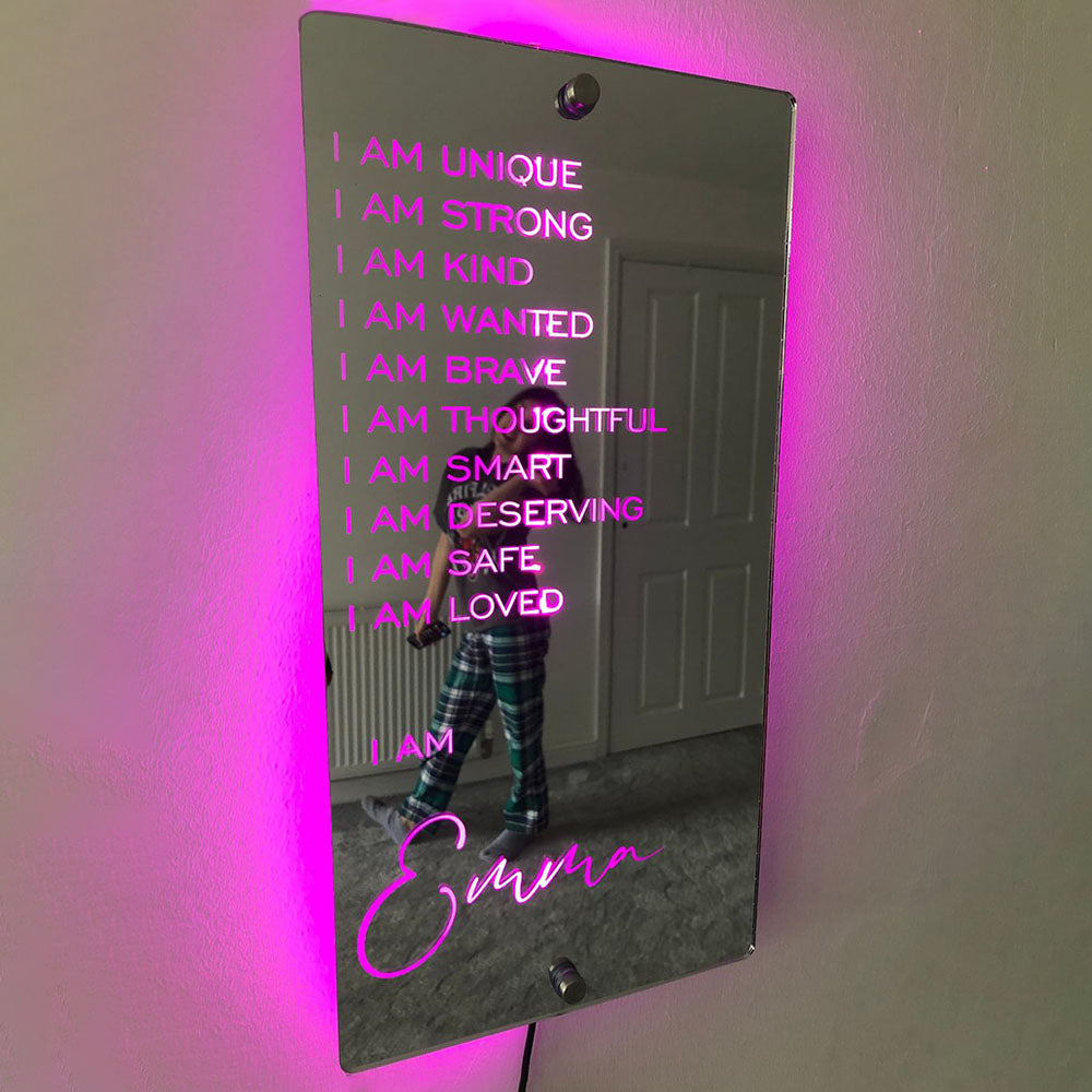 I Am - Personalized Affirmations Light Mirror