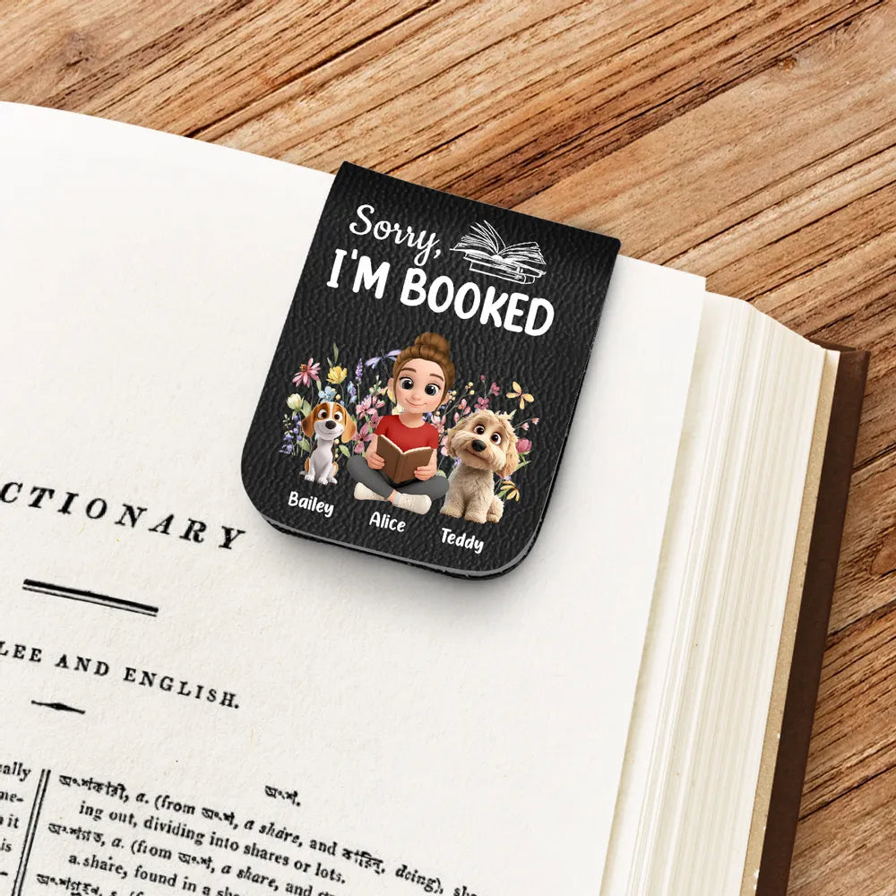 Personalized Leather Magnetic Bookmark, Humorous Design with Cute Illustration, Ideal Book Companion