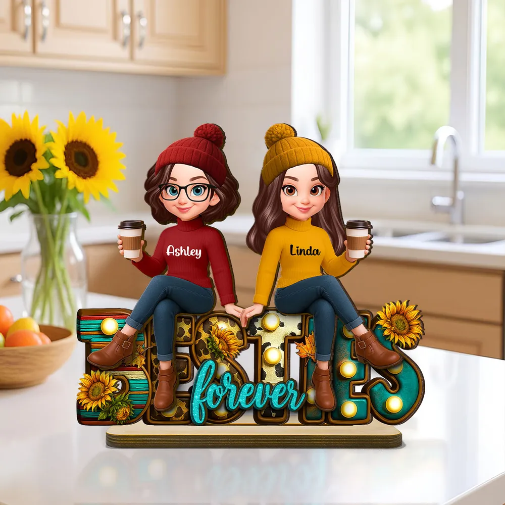 Besties Forever Wooden Plaque, Sunflower Accent Design, Friendship Gift for Her