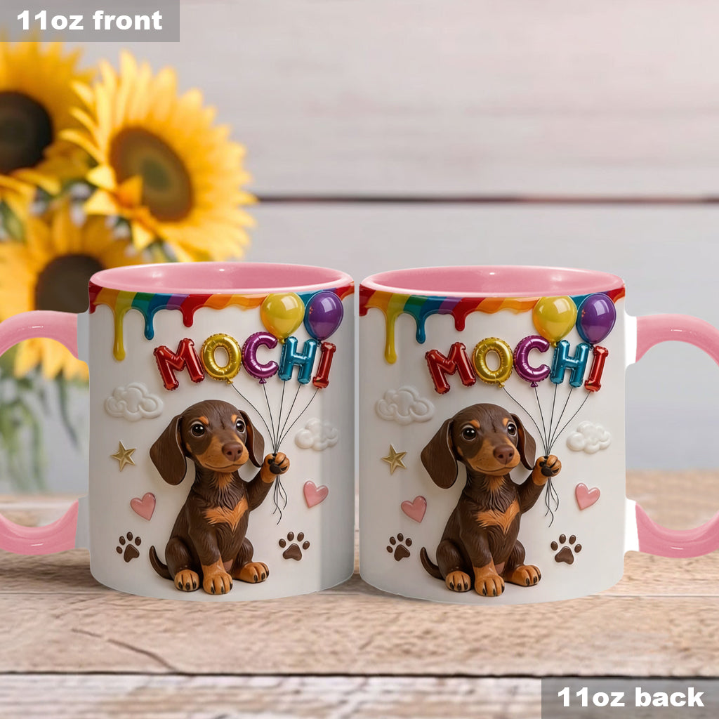 Custom Pet Name Ballon - Personalized Dog Accent Mug With Gift Box