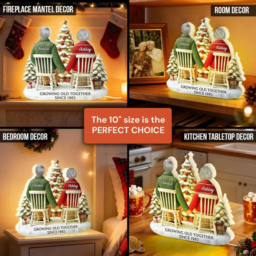 Custom Couple Acrylic Light Box with Cozy Christmas Tree, Soft Bedroom Lamp and Unique Romantic Gift