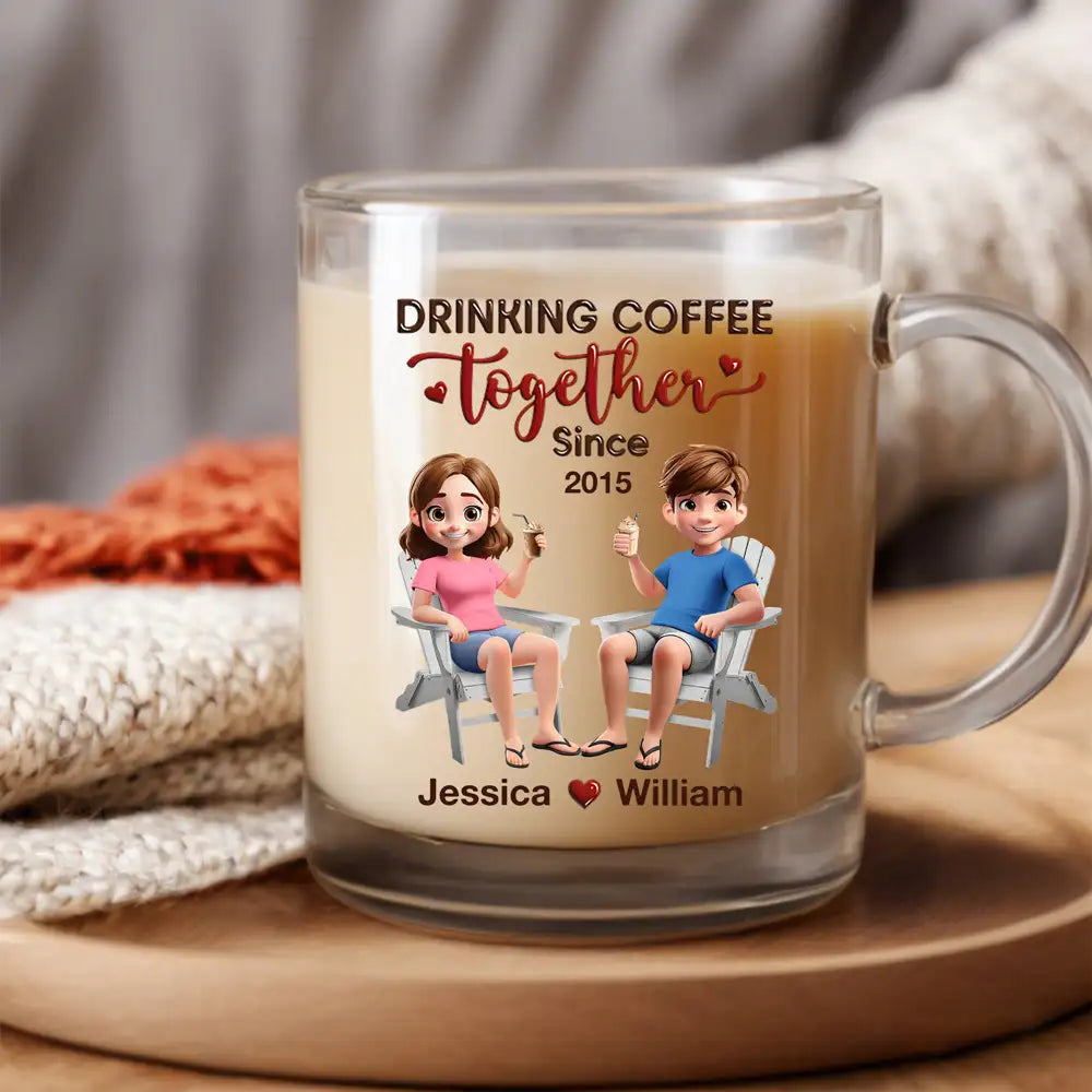 Personalized Couple's Glass Mug - Custom Year Anniversary Gift