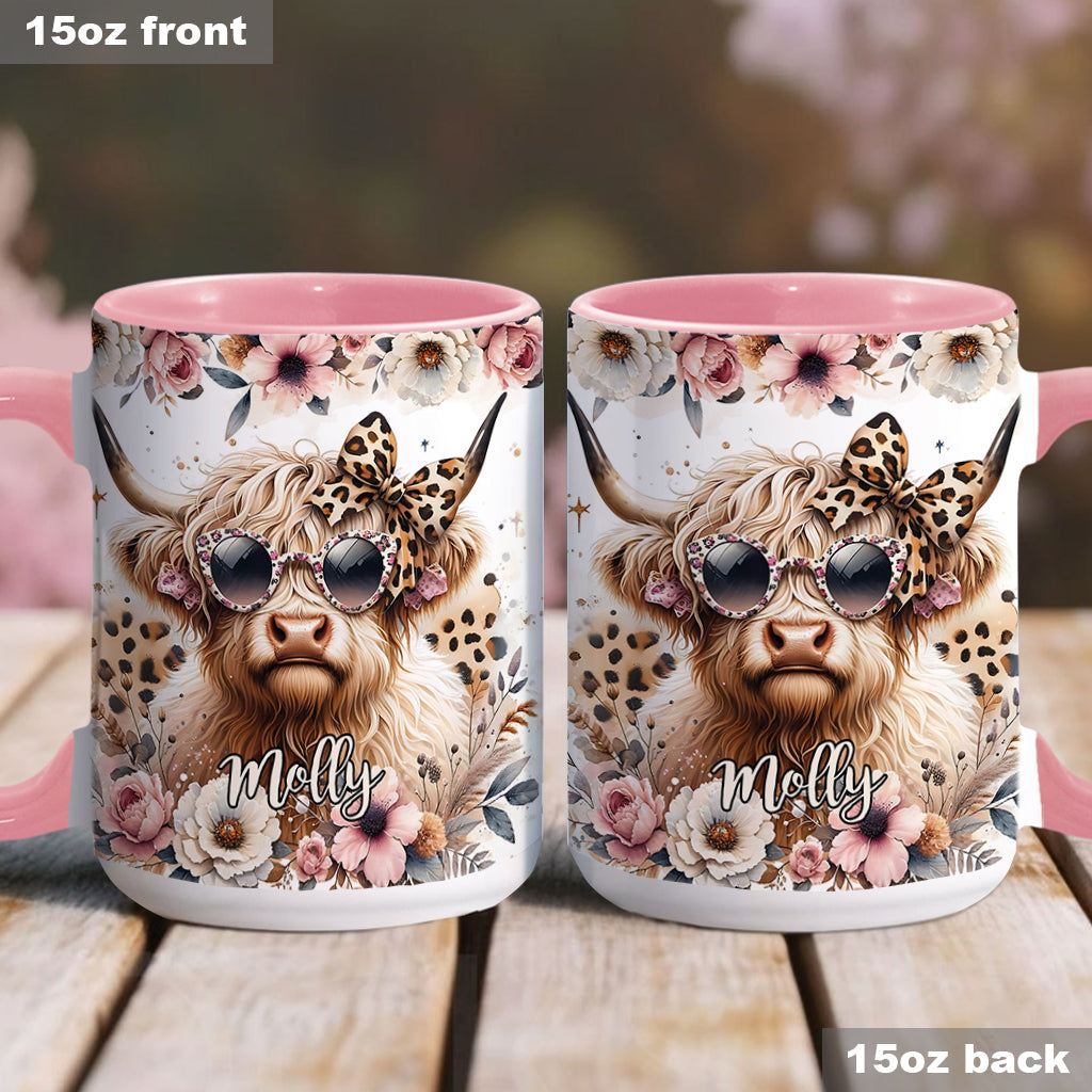 Cool Cow With Leopard Glasses - Personalized Accent Mug