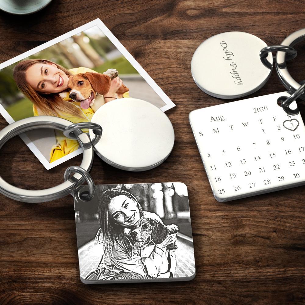 Custom Photo Calendar For Family, Couple, Besties Photo Calendar Keychain - gift for anyone, dog lover, cat lover, who lost a loved one - Personalized Keychain
