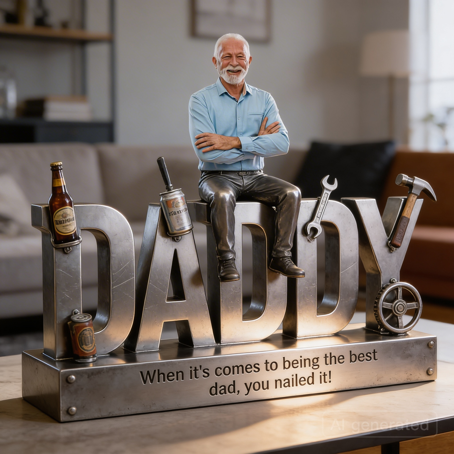 Father Gift Idea, Husband Gift - Personalized Father Custom Shaped Acrylic Plaque