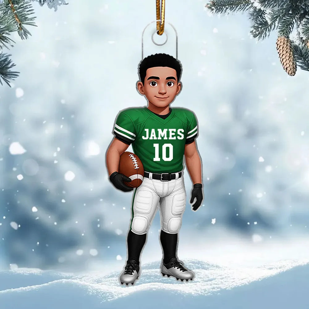 Personalized Football Player Acrylic Ornament, High-Quality Print, Gift-Ready Keepsake for Athletes