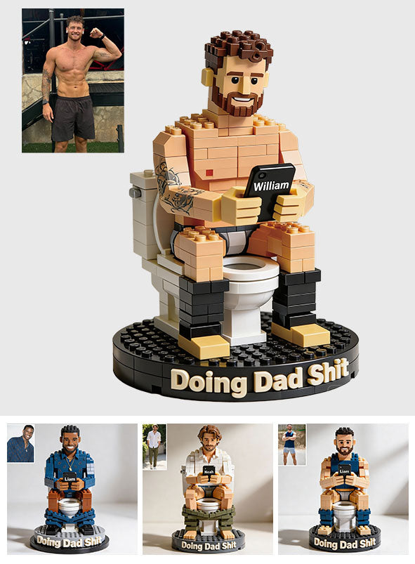 Funny Block Dad - Personalized Father Shaped Building Blocks