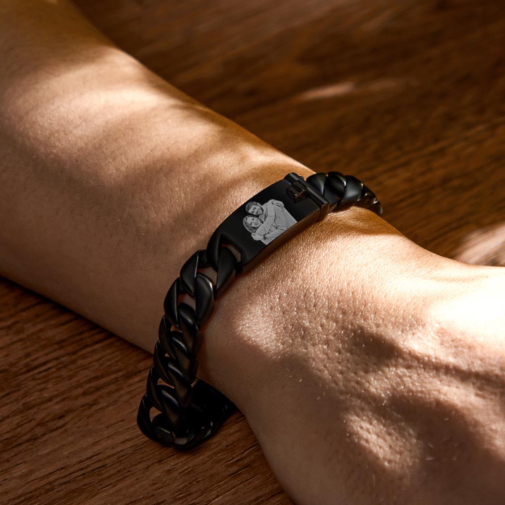 Any Photo - Personalized Photo Engraved Thick Chain Bracelet