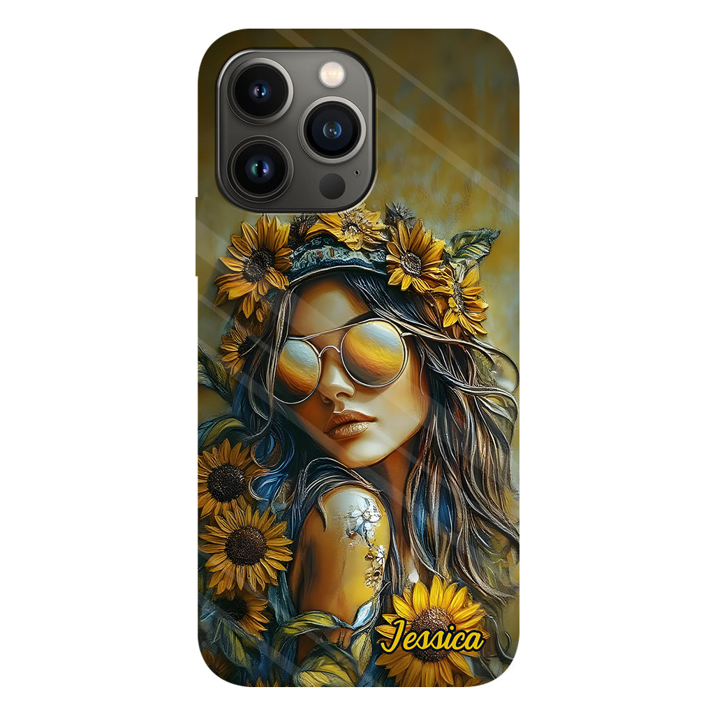 Hippie Soul Sunflower Girl - Personalized Hippie Full Print Phone Case