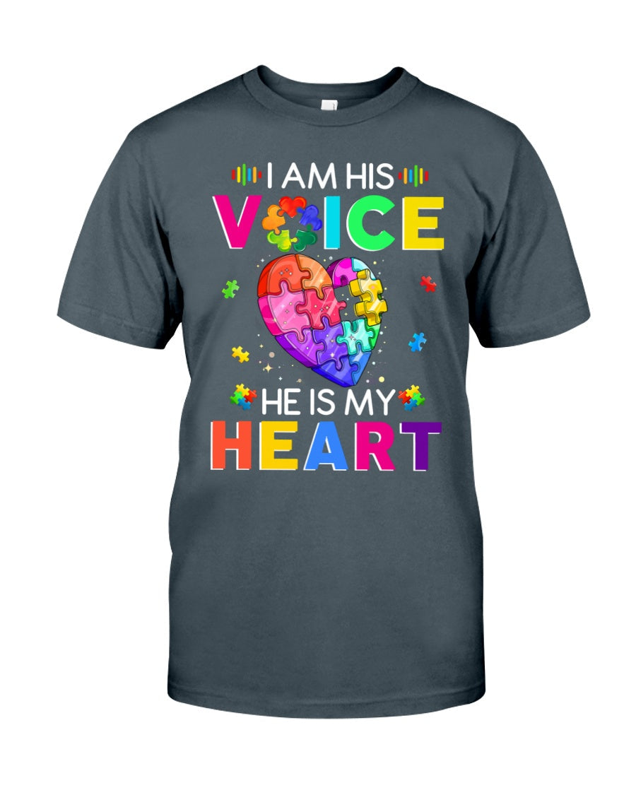 I Am His Voice He Is My Heart - Autism Awareness T-shirt and Hoodie 0921