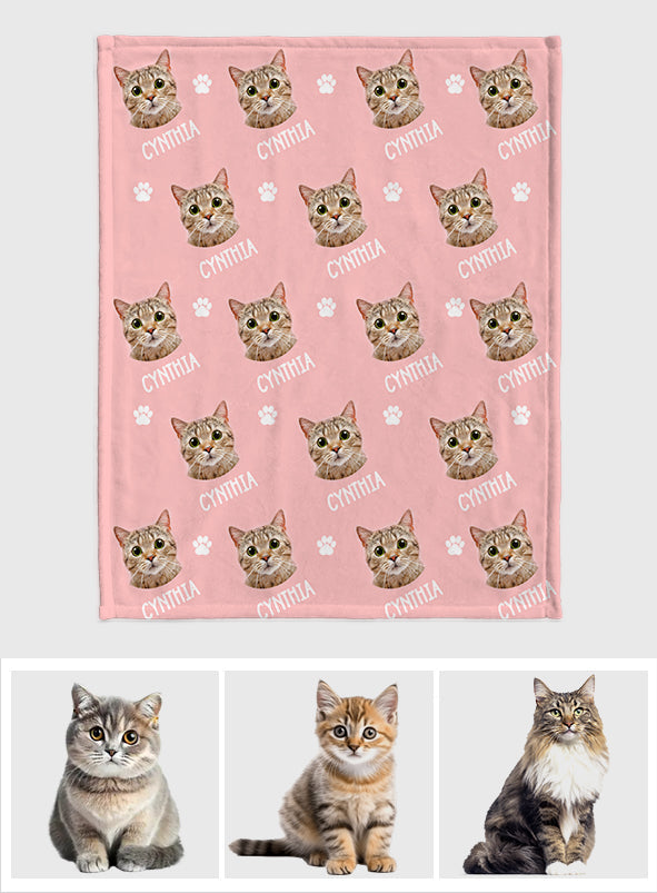 Custom Cat Face - Personalized Cat Blanket
