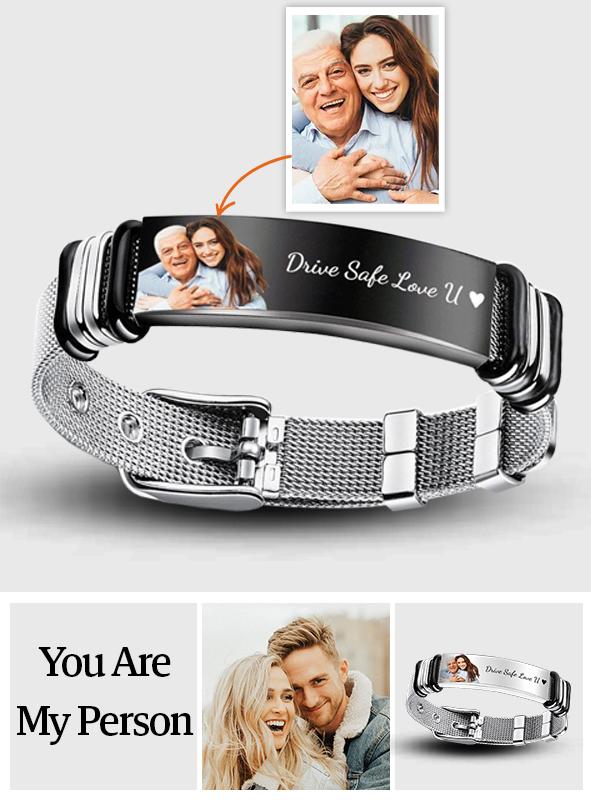Any Photo - Personalized Photo And Engraved Stainless Steel Bracelet