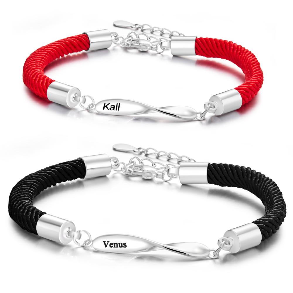 Any Names - Personalized Couple Engraved Rope Bracelet