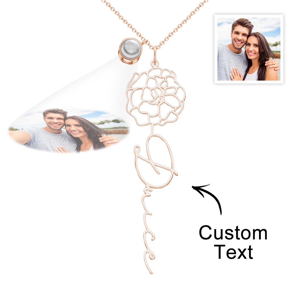 Birth Flower Photo Projection Charm - gift for anyone, who lost a loved one - Personalized Birth Flower Photo Projection Charm