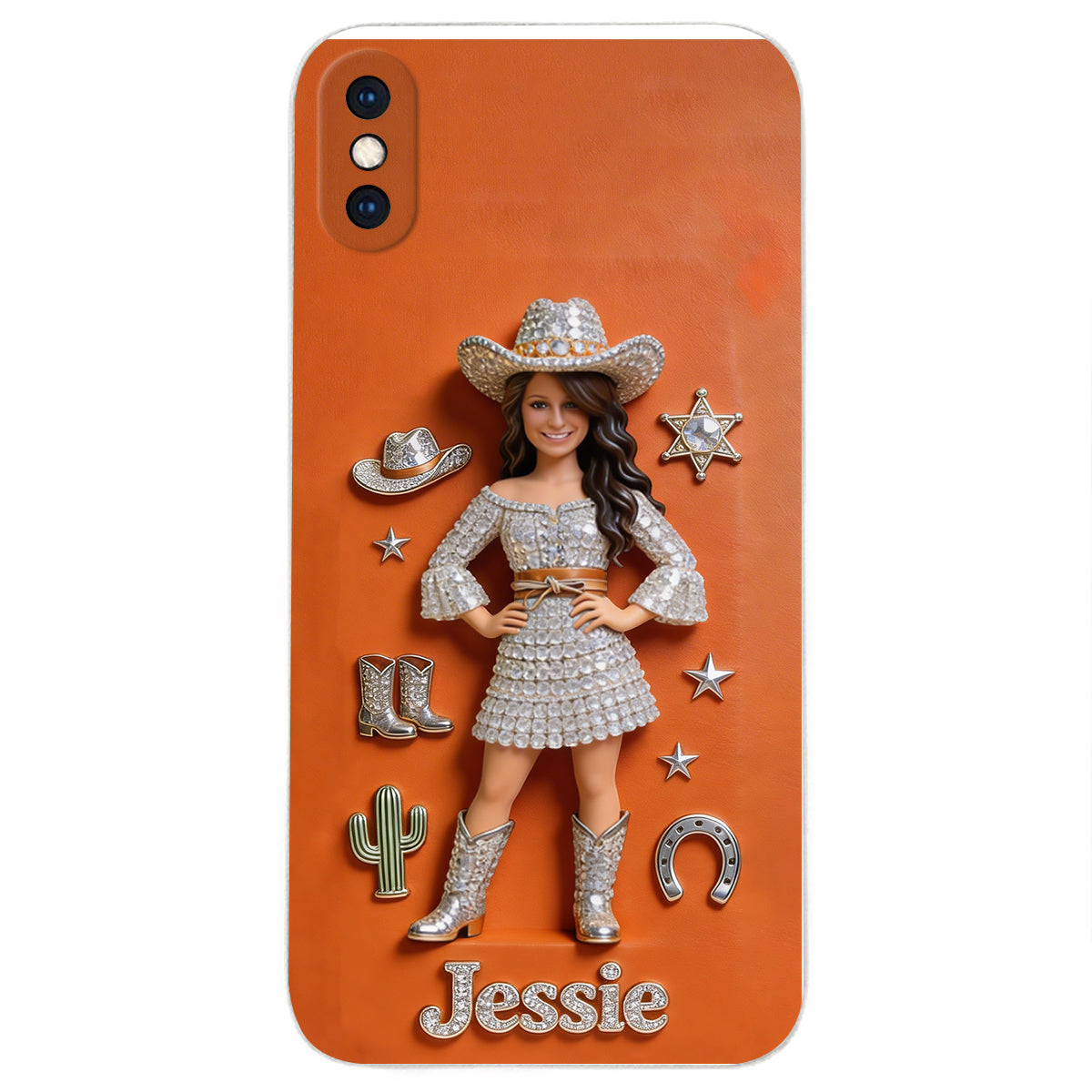 Cowgirl Spirit - Personalized Cowgirl 3D Embossed Leather Phone Case