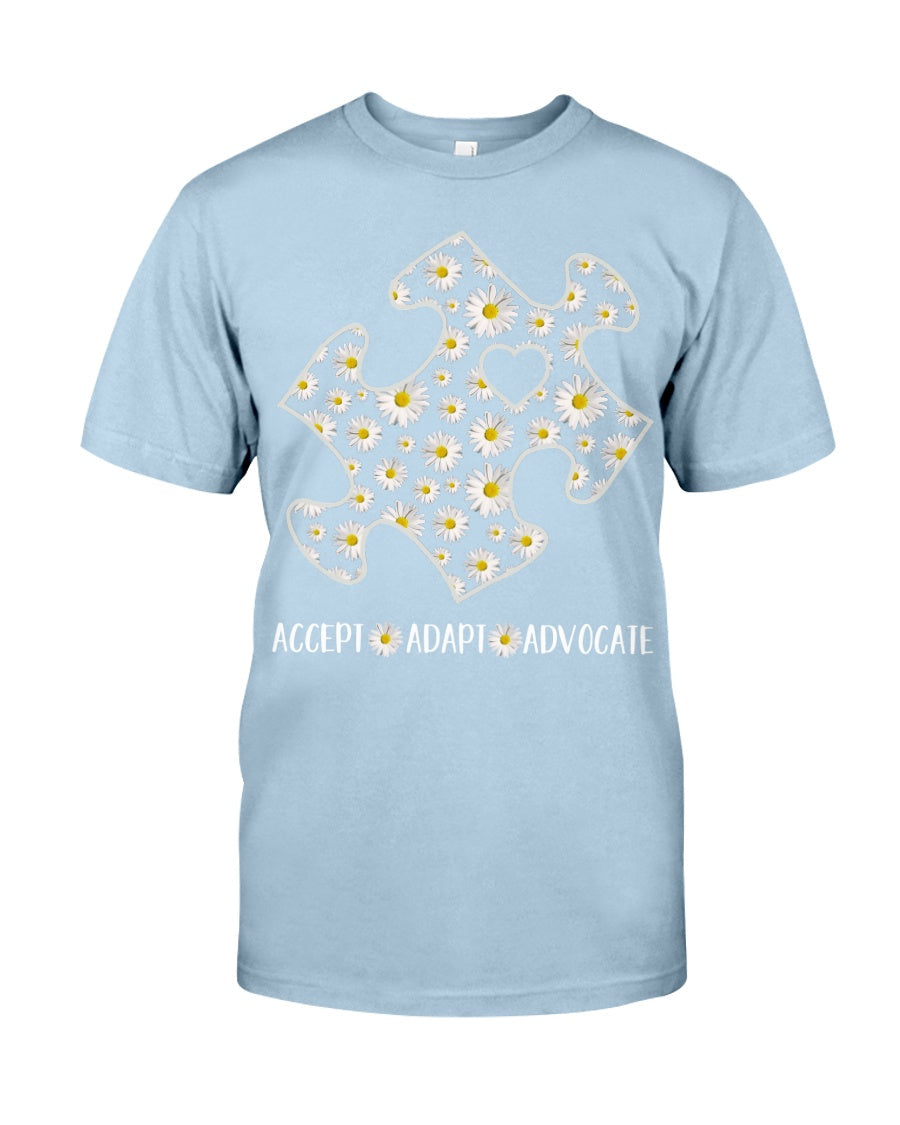 Accept Adapt Advocate - Autism Awareness T-shirt and Hoodie 0520