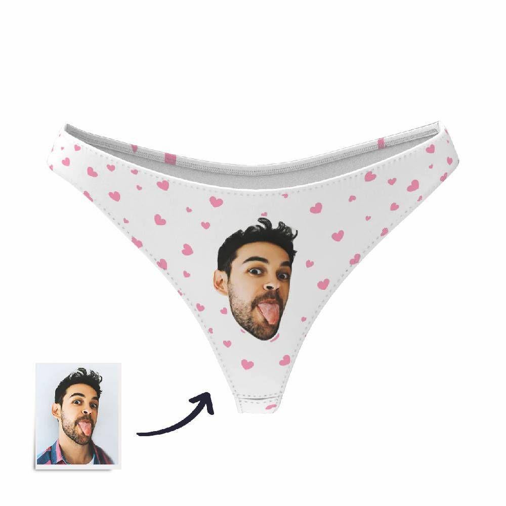 Custom Face Thong Little Heart Women Panties - Personalized Couple Women Panties