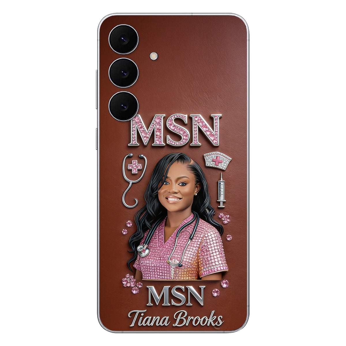 Any Title - Gifts For Nurse, Doctor - Personalized Nurse 3D Embossed Leather Phone Case