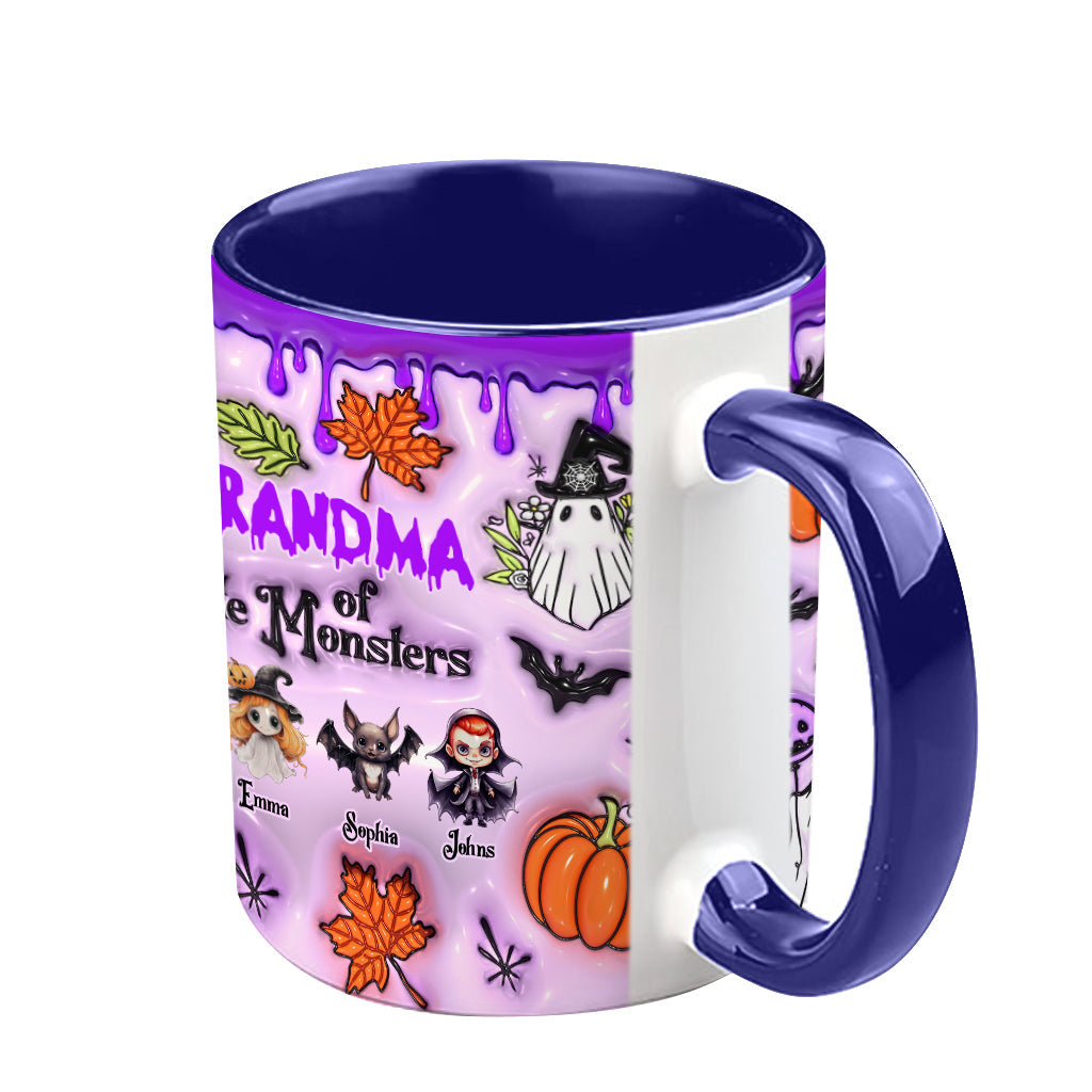 Grandma Of Little Monsters Any Title - Personalized Grandma Accent Mug
