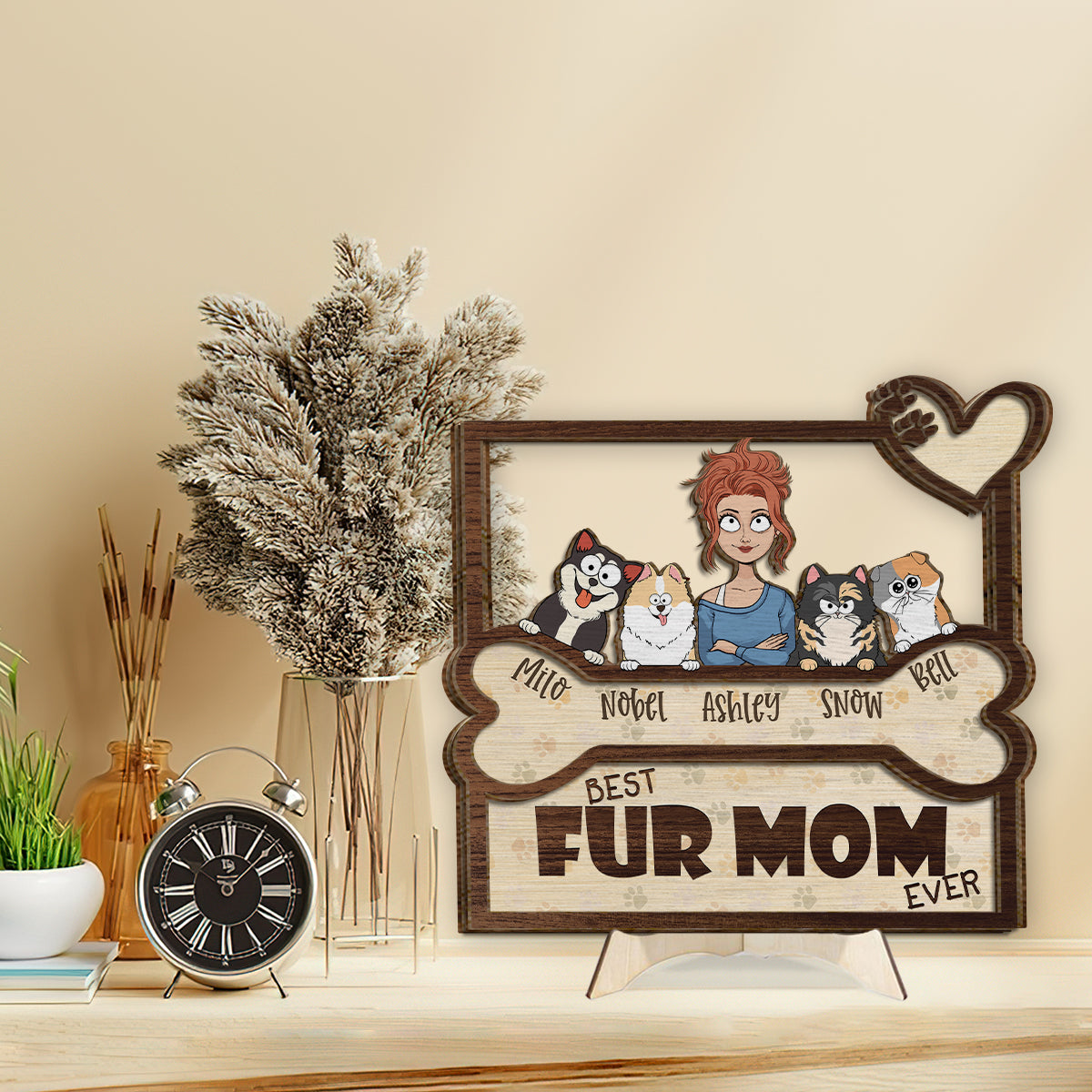 Best Fur Mom Dad Ever - Personalized Dog 2 Layered Wood Sign / Wood Plaque