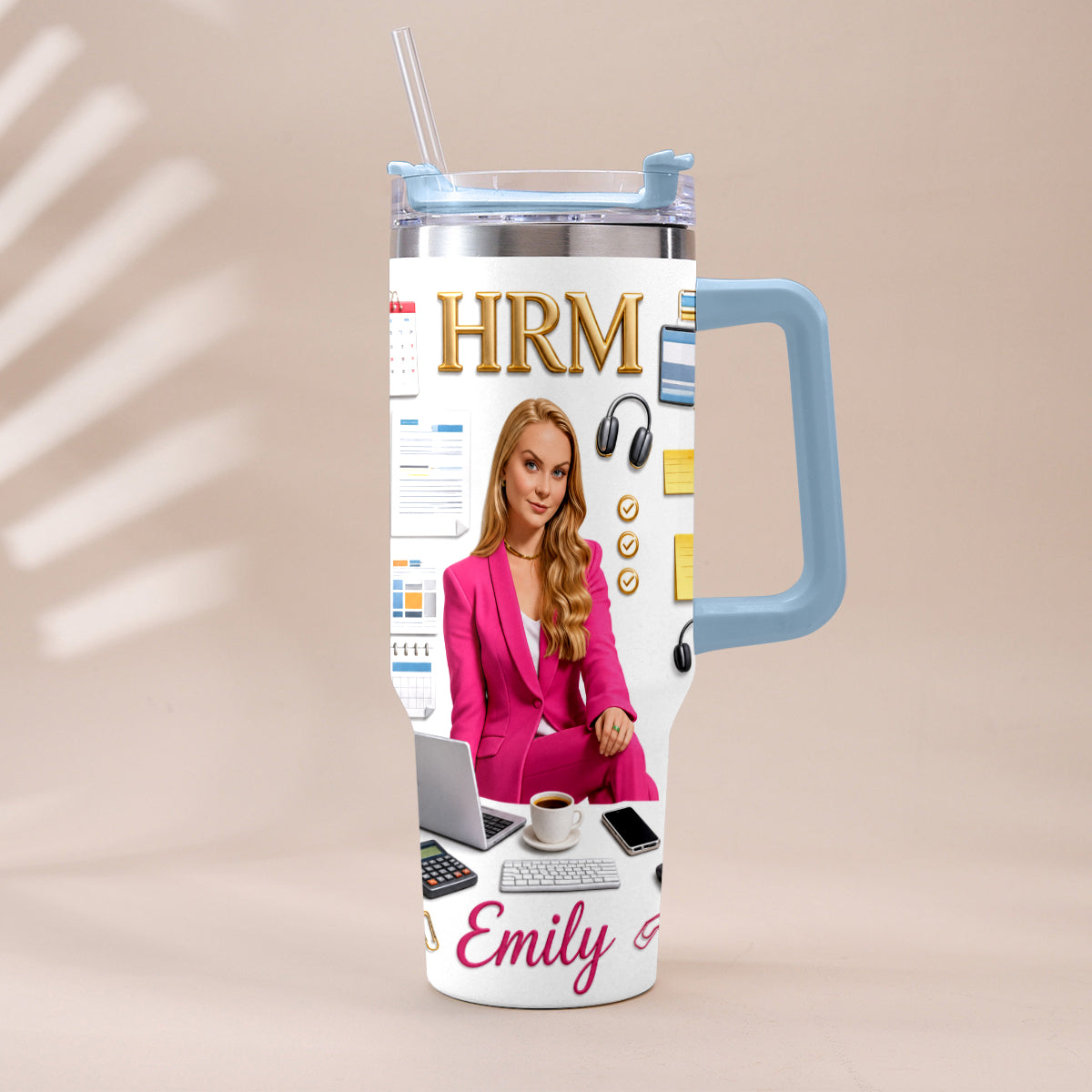 Custom Any Photo Office Staff Gift - Personalized Colleague Tumbler With Plush Charm