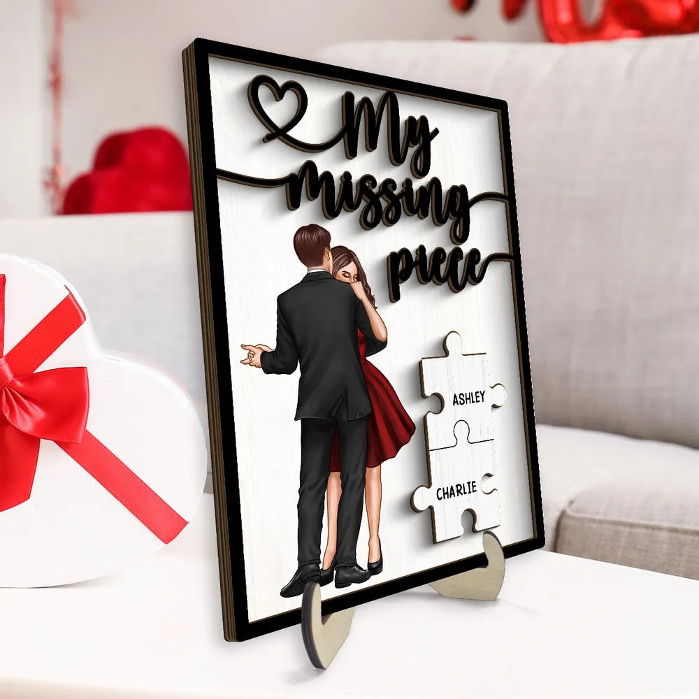 Personalized "My Missing Piece" 2 Layered Wooden Plaque – A Heartfelt Gift for Couples, A Symbol of Love and Completion, Anniversary Gift, Valentine's Day Gift For Couple