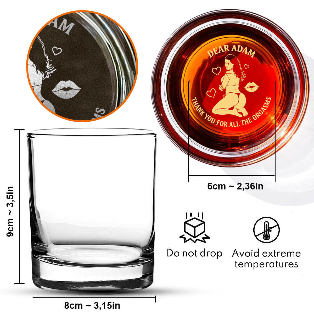Funny Gift For Him/ Boyfriend/ Husband... - Personalized Spicy Couple Engraved Whiskey Glass