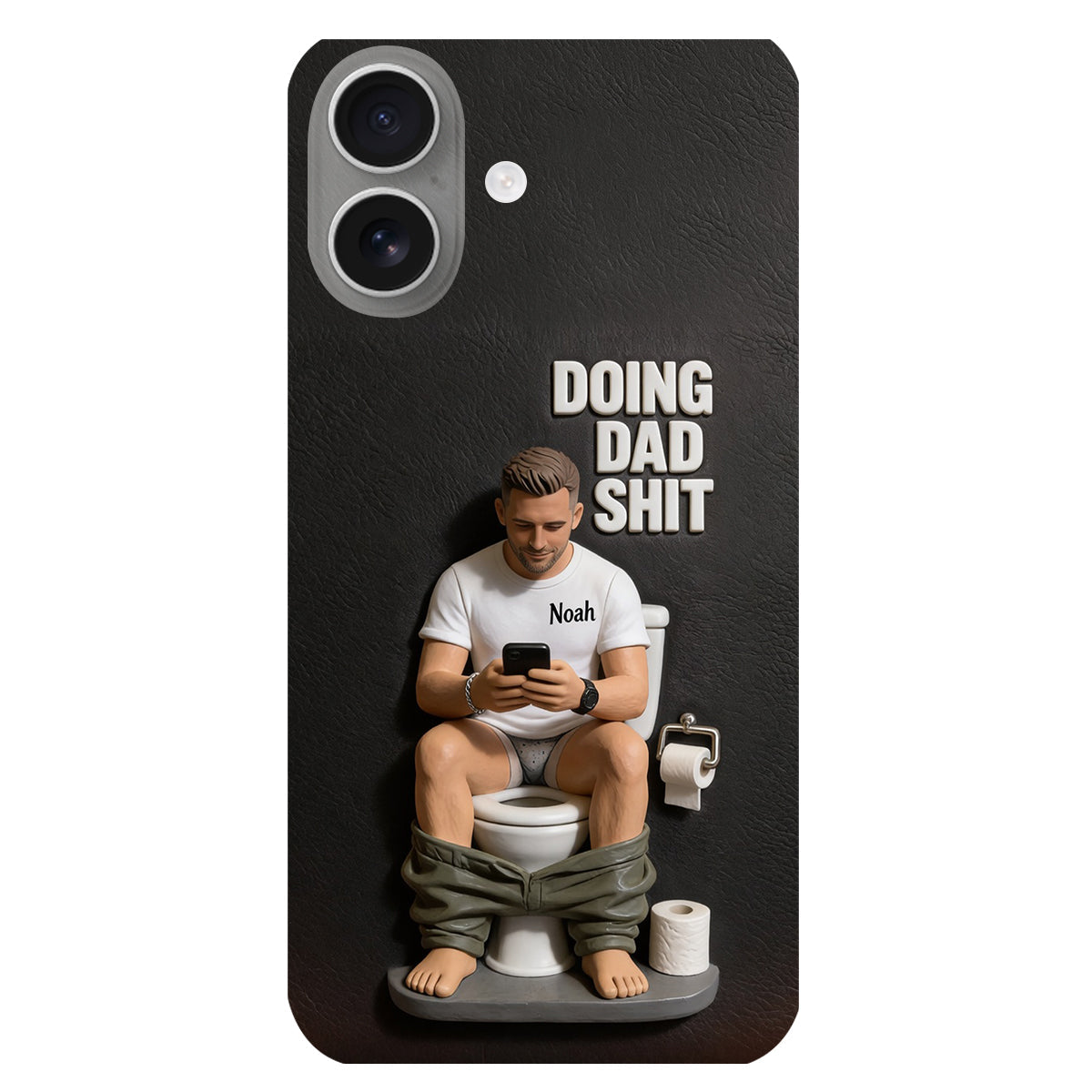 Doing Dad Shit - Personalized Father 3D Embossed Leather Phone Case