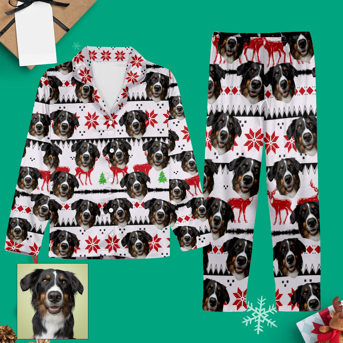 Custom Photo Pajamas Christmas - Family gift for anyone, dog lover, cat lover - Personalized Button Down Pajamas