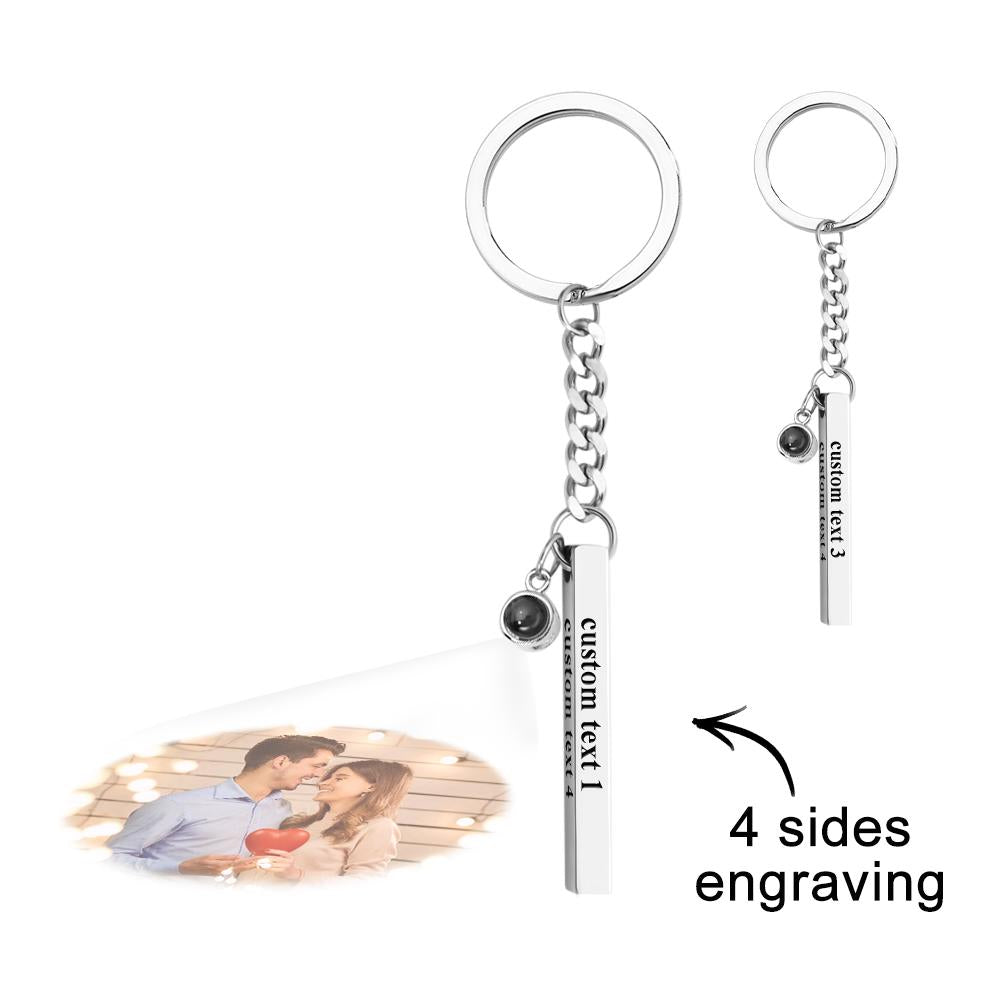 Custom Bar Vertical Cube Projection Keychain - gift for anyone, who lost a loved one - Personalized Keychain