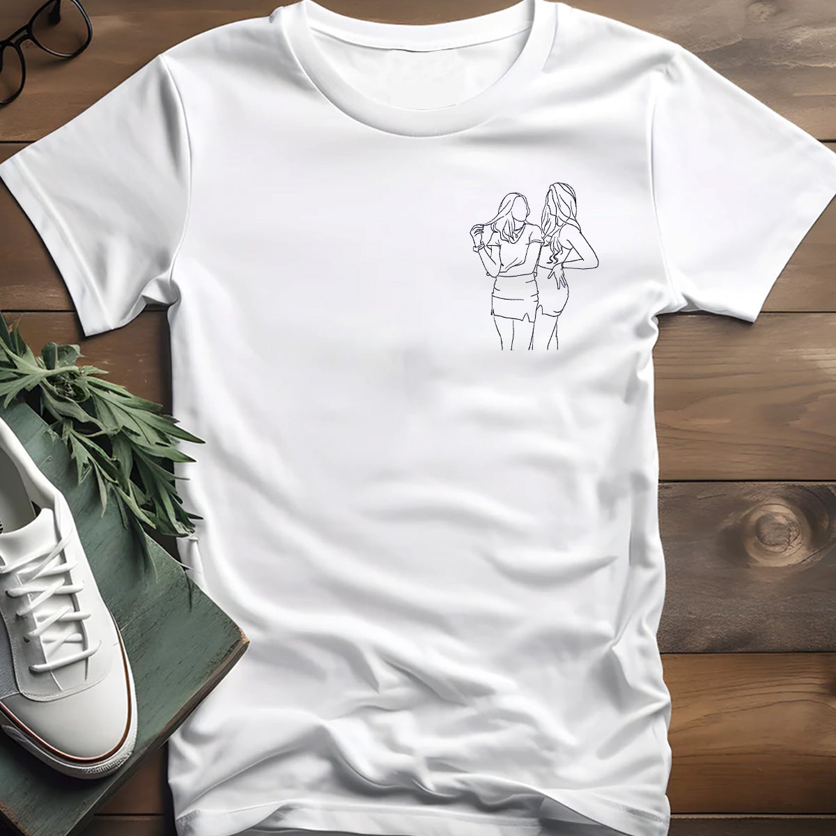 Custom Line Art - Personalized Daughter Embroidered T-shirt