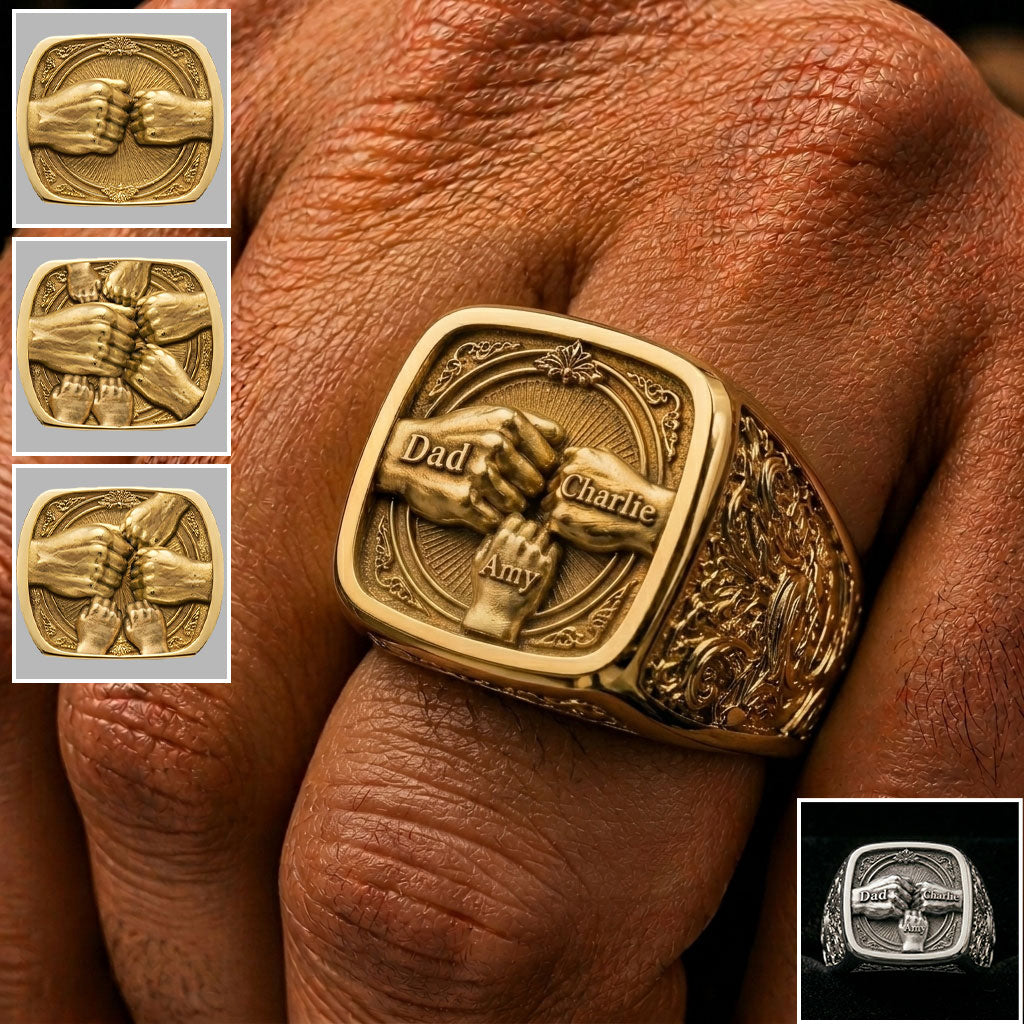 Best Dad Ever - Personalized Father Adjustable Shaped Ring