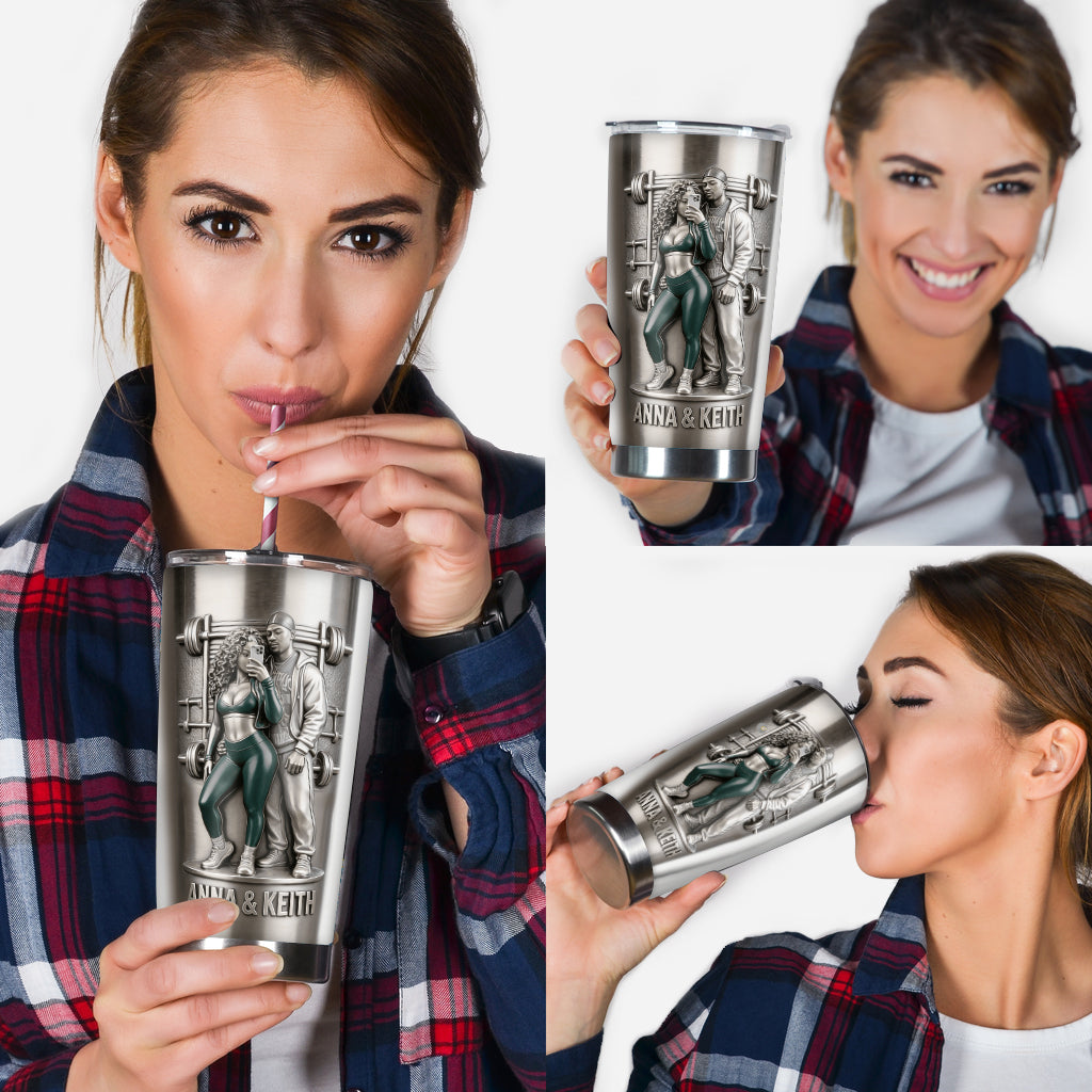 Gym Couple, Gym Gift For Him - Personalized Fitness Tumbler