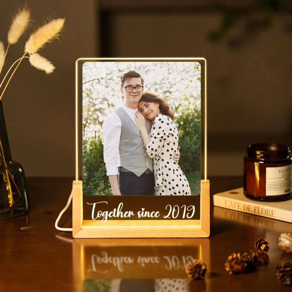 You Make My Heart Smile Personalized LED Light Frame - Romantic Photo Keepsake With Cozy Ambient Light, Creative Gift