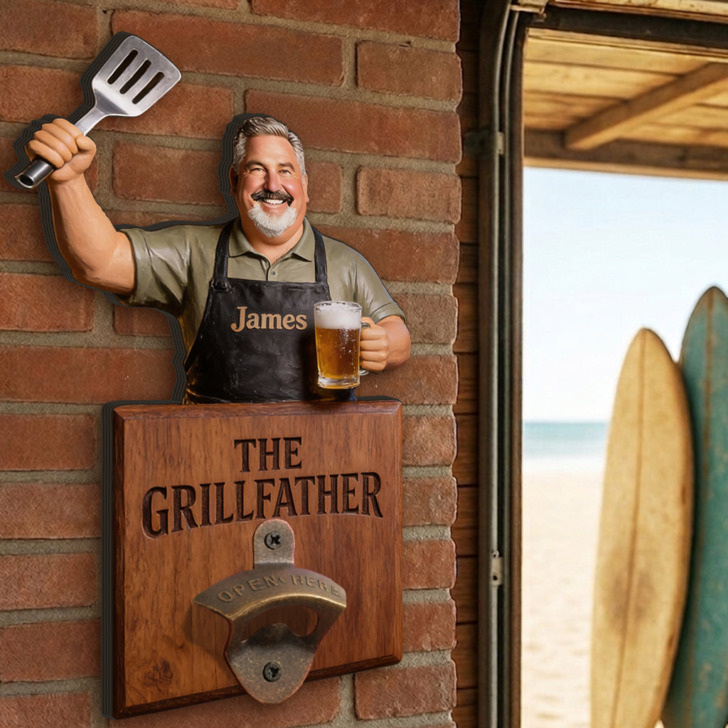 Grill & Brew - Personalized Father Wall Bottle Opener