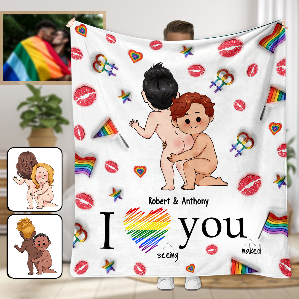 I Love Seeing You Naughty - Personalized LGBT Support Blanket