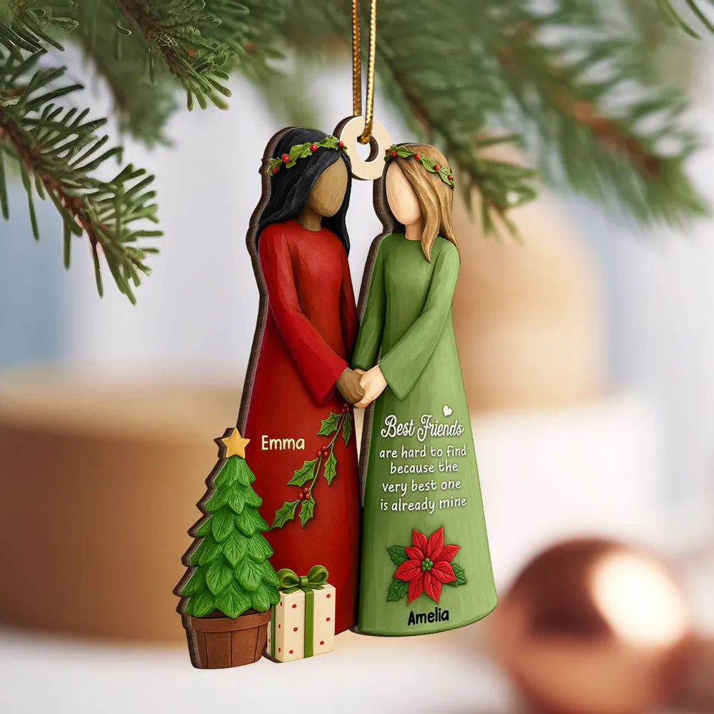 Christmas Wooden Ornament Featuring Friendship Theme · Heartwarming Décor Piece · A Thoughtful Gift for Friends