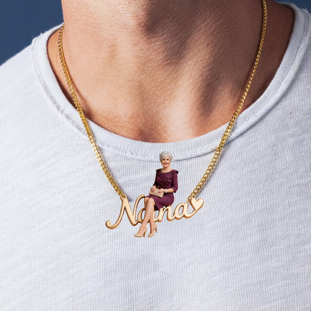 Custom Any Photo - Personalized Mother Shaped Metal Pendant Necklace