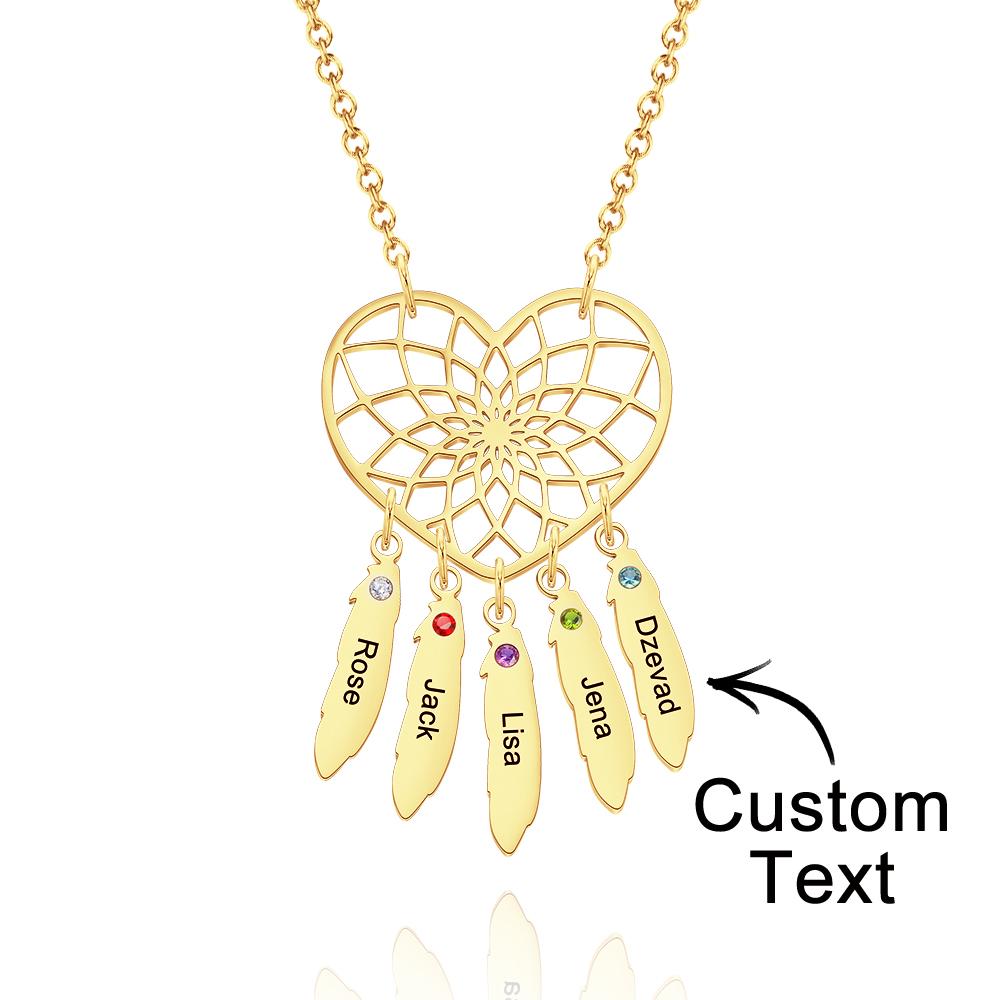 Family Name - Personalized Family Dreamcatcher Birthstone Necklace