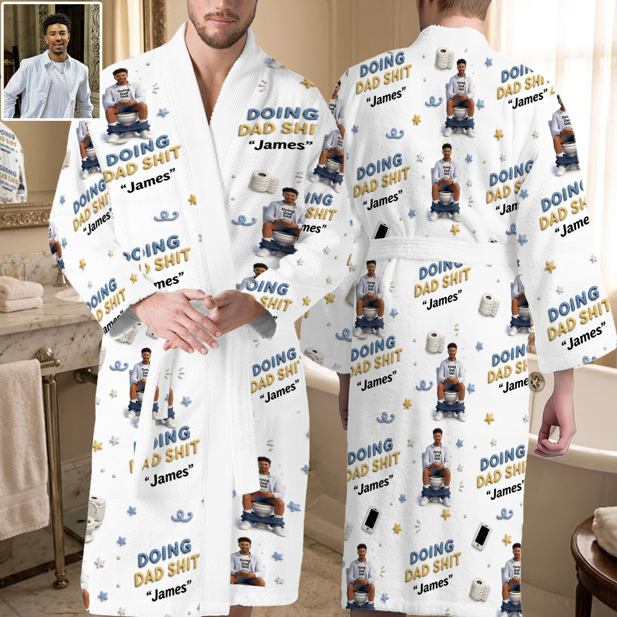 Doing Dad Sh*t - Personalized Father Pajama Kimono Robe