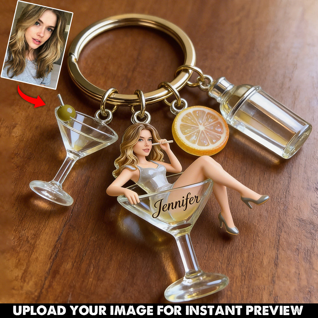 Custom Any Photo - Personalized Cocktail Keychain With Charms