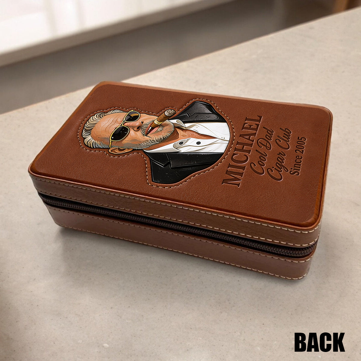 Dad Loves Cigars - Personalized Father Travel Cigar Humidor Case