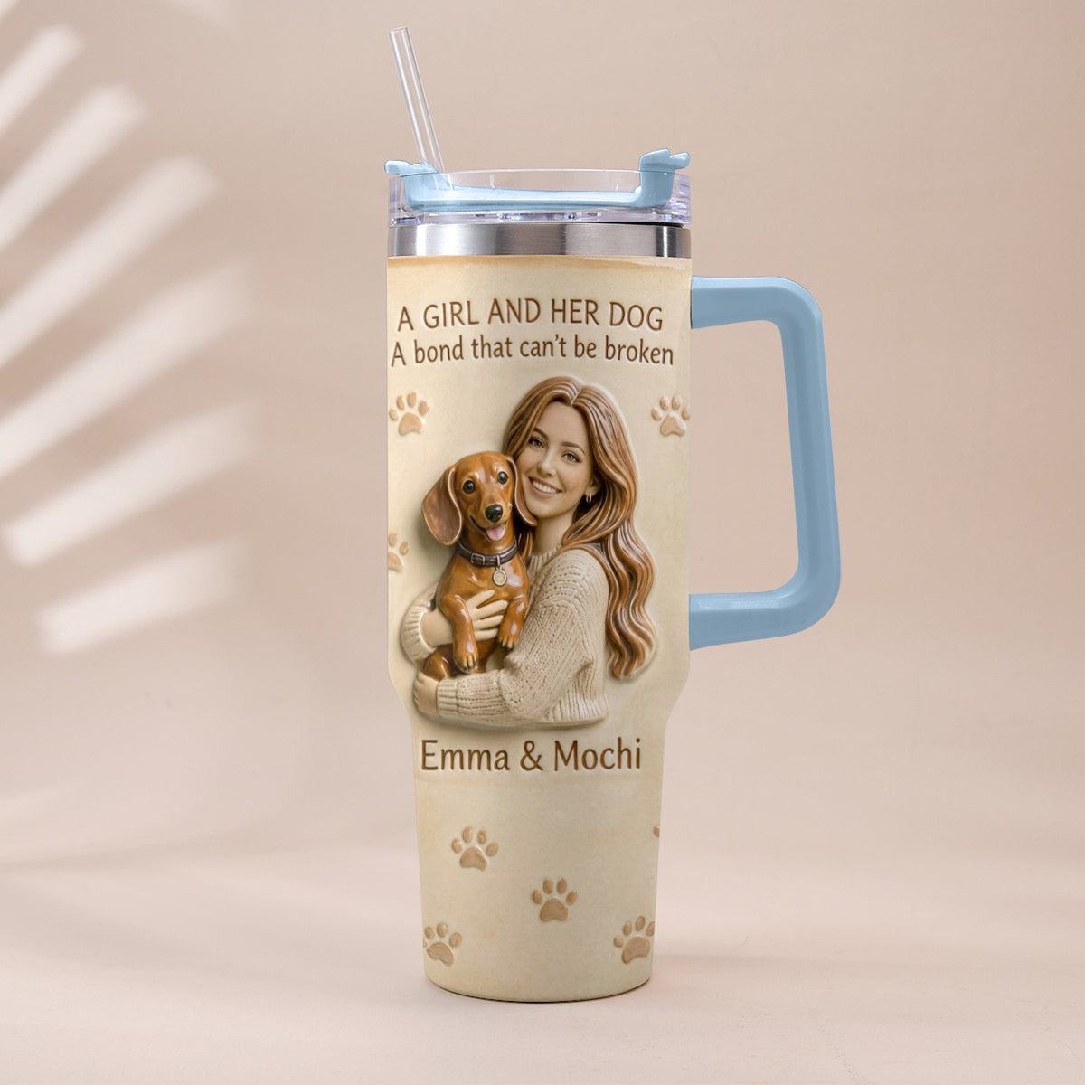 Always By My Side - Personalized Dog Tumbler With Plush Charm