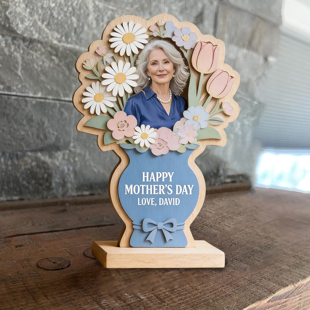 Happy Mother's Day - Personalized Mother Custom Shaped Wood Plaque