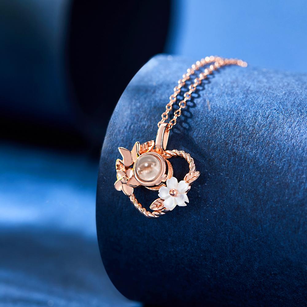 Heart-shaped Flowers Projection Charm - gift for who lost a loved one - Personalized Heart-shaped Flowers Projection Charm
